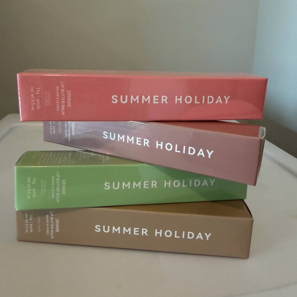 Summer Holiday Lip Butter Balm Set• Vanilla/Sweet Mint/Beige/Pink Sugar 0.5oz